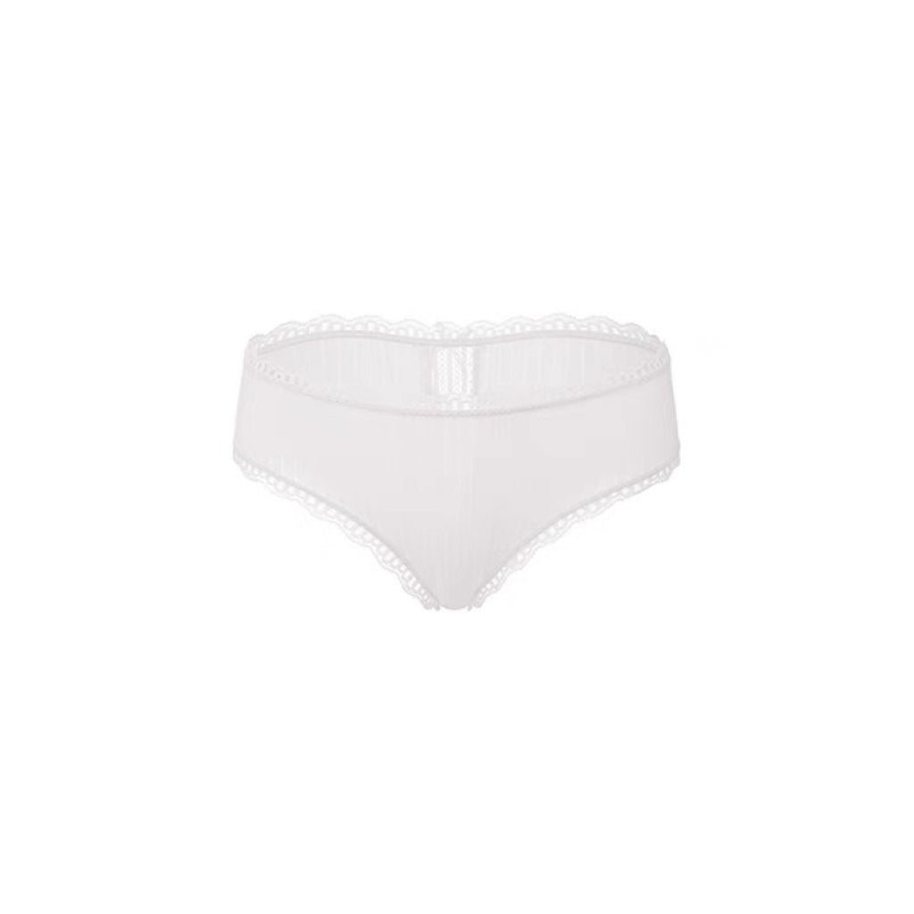 Bow Seamless Rib Cotton Lace-Trim Brief Panty