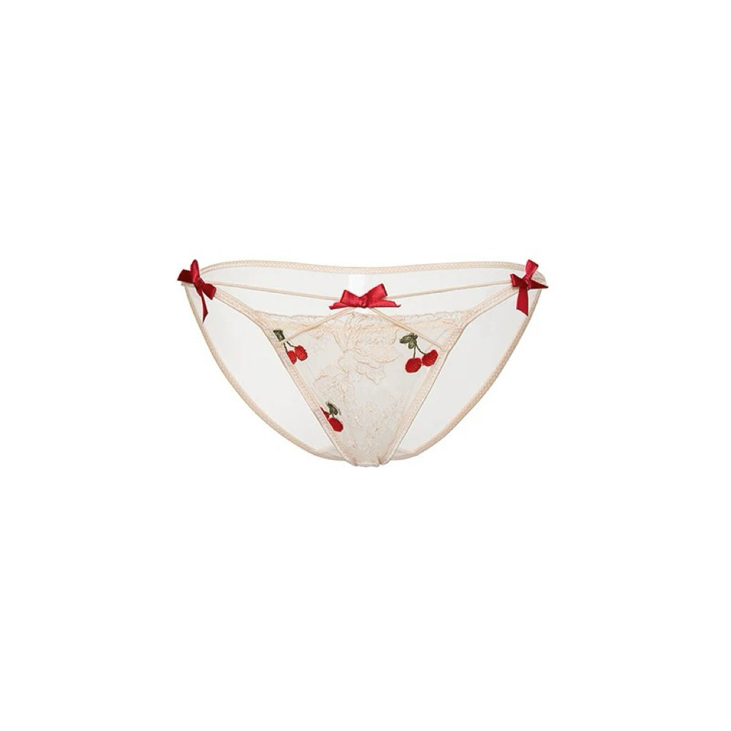 Cute Cherry Bow Lace String Bikini Brief Panty